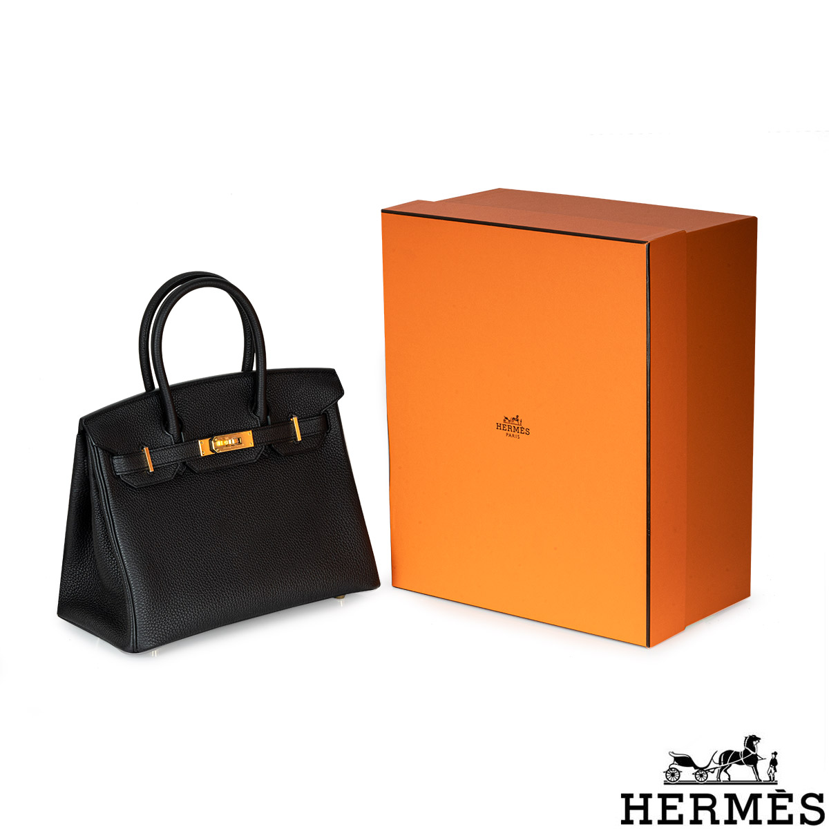 Hermès Birkin 30cm Noir Piel De Becerro Togo GHW | Rich Diamonds